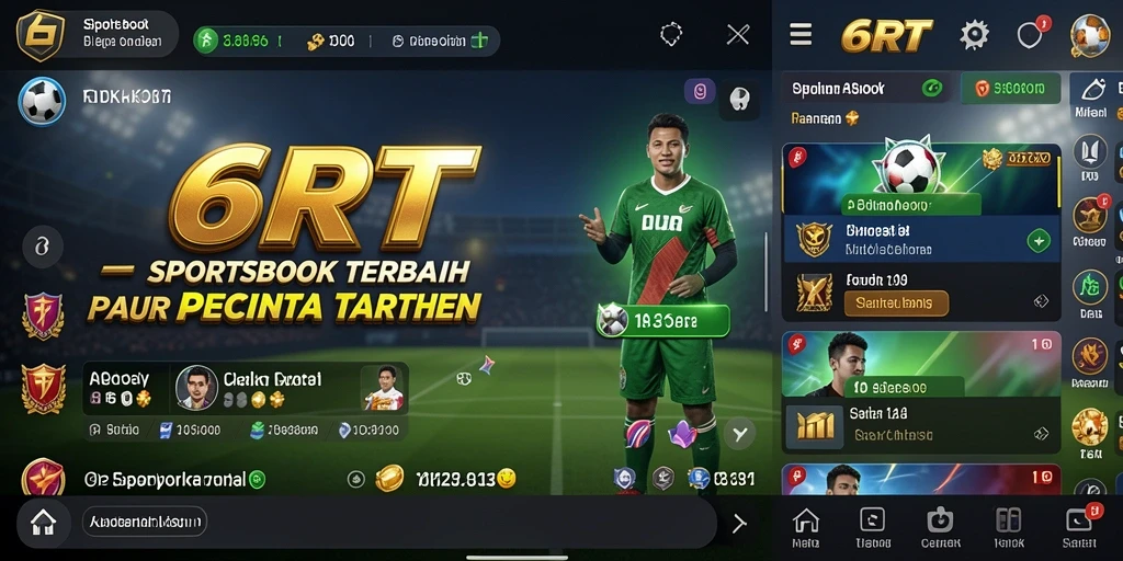 Screenshot utama 6RT menampilkan antarmuka sportsbook yang menarik.