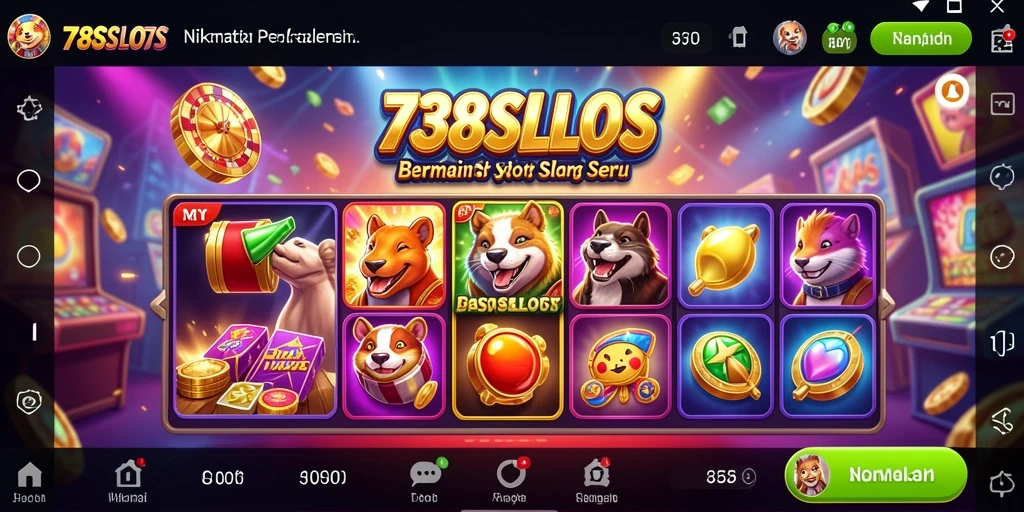 Screenshot gameplay utama dari 738SLOTS menampilkan mesin slot yang mengasyikkan.