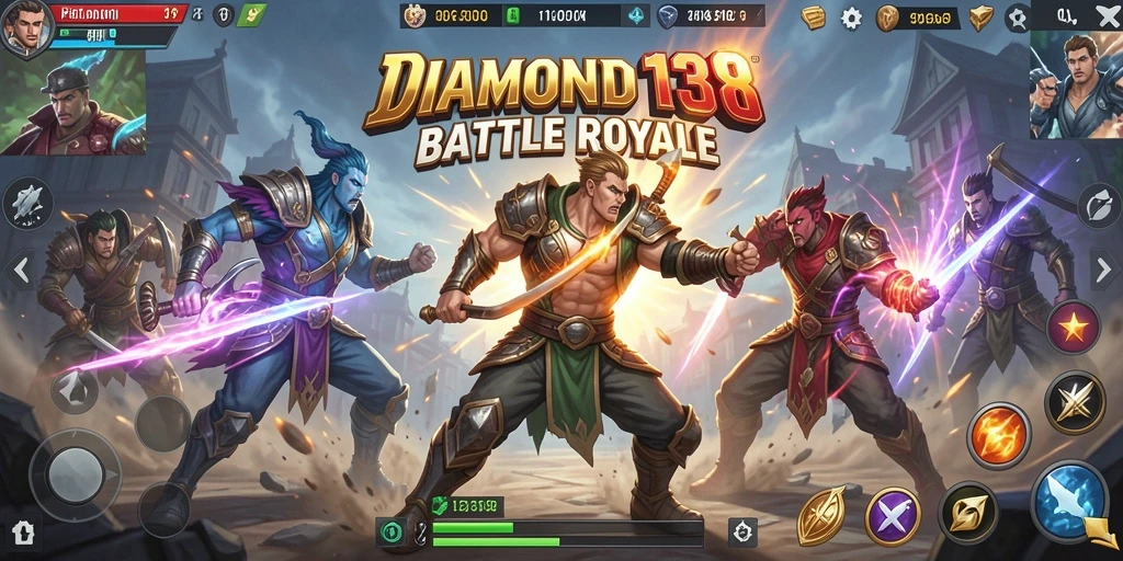 Screenshot gameplay DIAMOND138 yang menampilkan aksi Battle Royale yang mendebarkan.