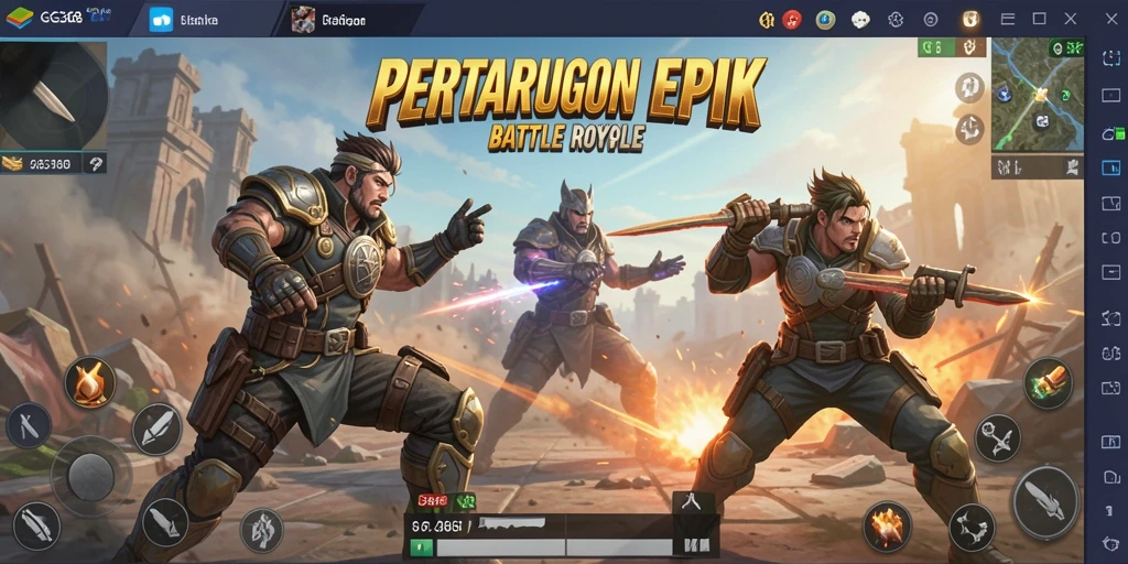 Screenshot utama GG368 menampilkan aksi intens dalam game Battle Royale.