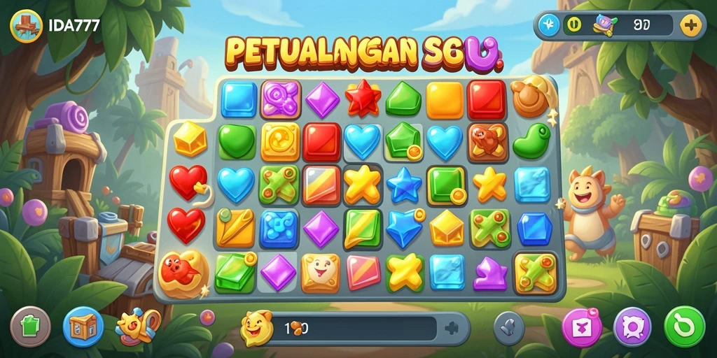 Gameplay menegangkan dari IDA777 di level Match-3.