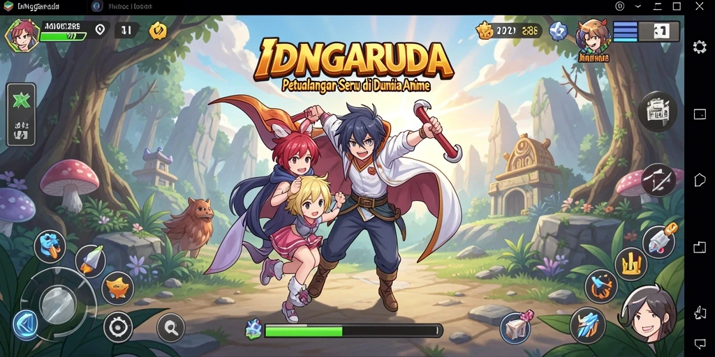 Screenshot permainan IDNGARUDA menampilkan aksi dinamis dan karakter anime favorit.