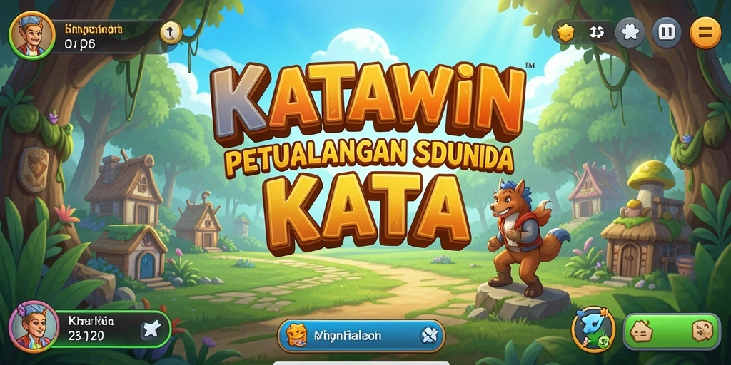 Screenshot gameplay KATAWIN menampilkan petualangan mendebarkan dengan tantangan kata.