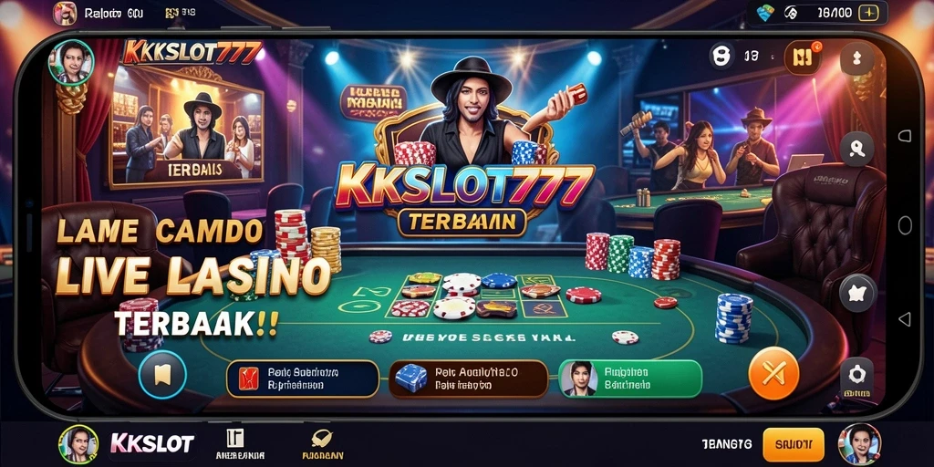 Tampilan gameplay menegangkan di KKSLOT777 dengan dealer langsung dan tabel permainan.