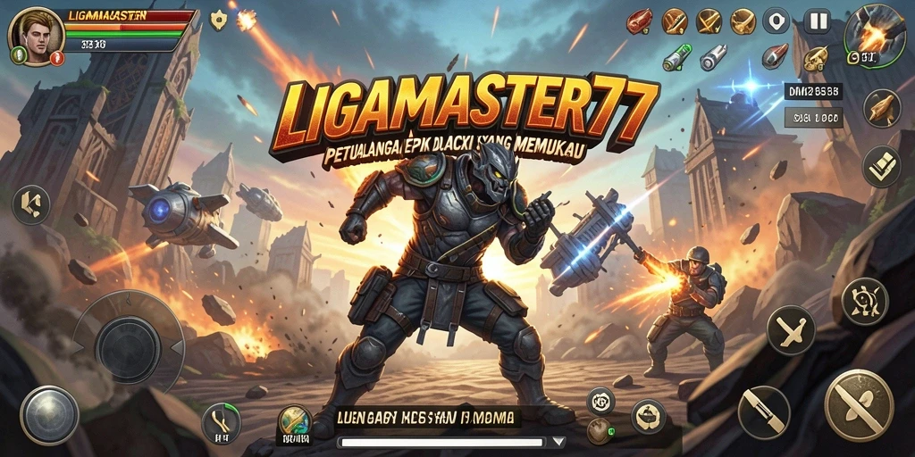 Tampilan gameplay LIGAMASTER77 yang penuh aksi dan seru.