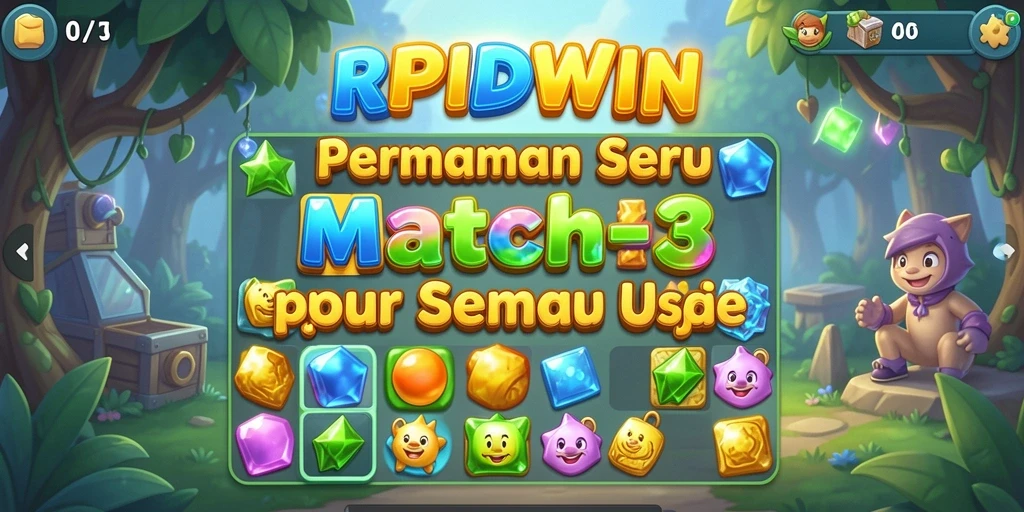 Tampilan permainan Match-3 yang penuh warna dan menarik di RPIDWIN.