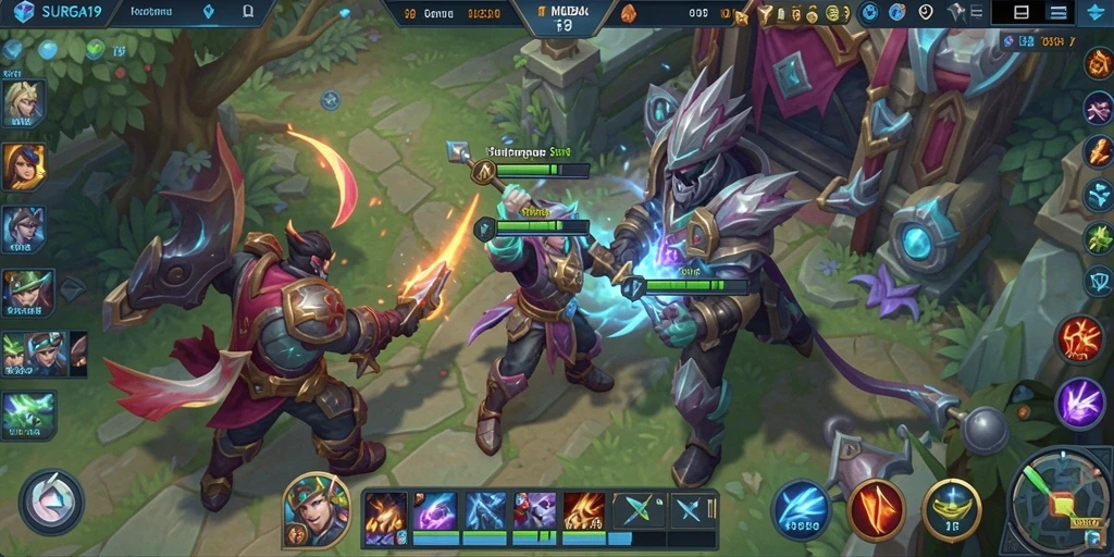 Screenshot gameplay SURGA19 yang menampilkan karakter dalam aksi pertempuran.
